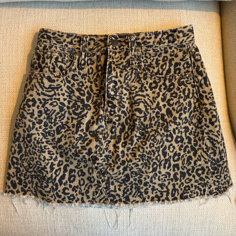 Madewell Leopard print denim a line skirt - 27
